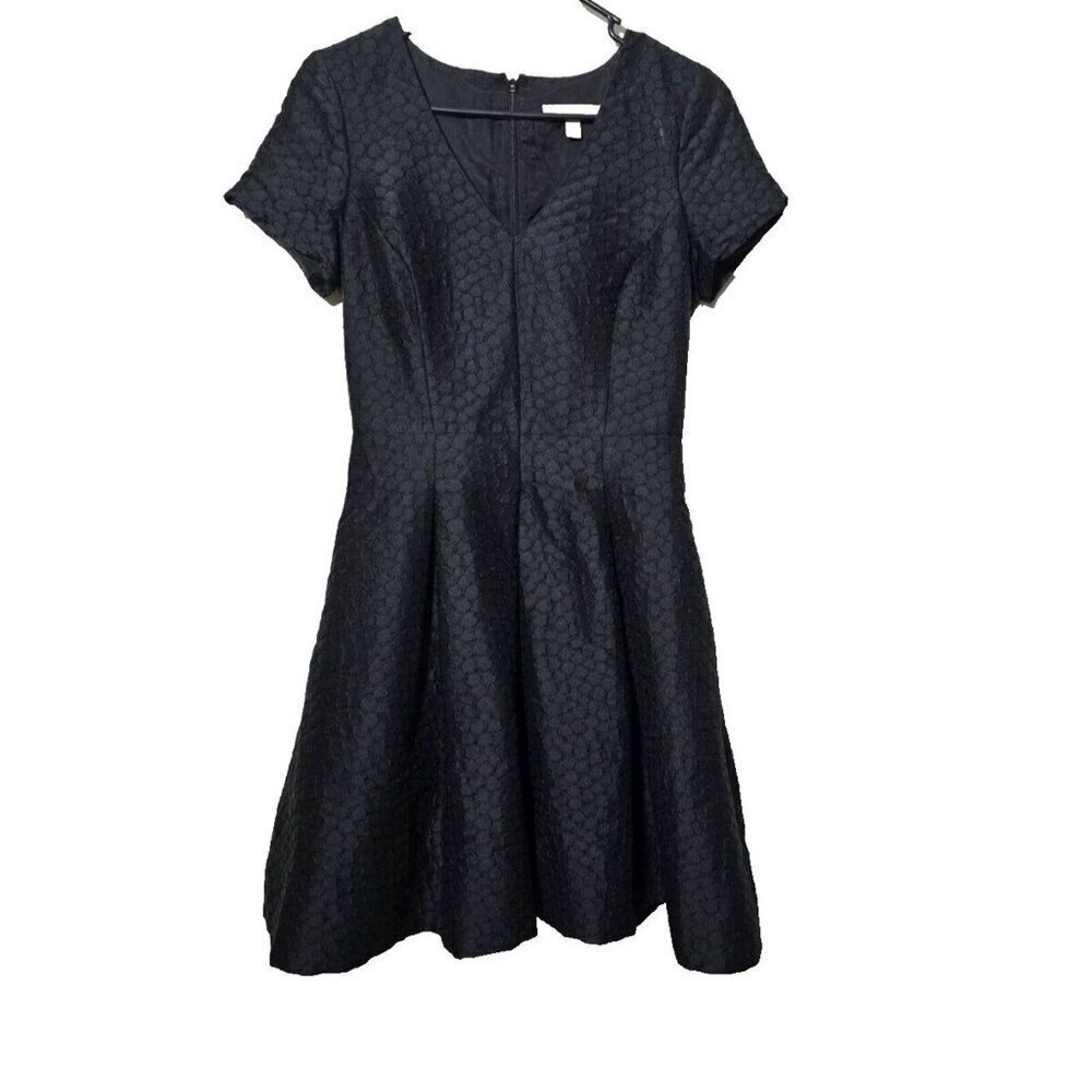 Banana Republic Dress 2 Black Embossed Pleated Cocktail Pockets Casual Classic